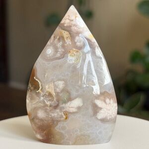 Small Flower Agate Crystal Flame with Natural Imperfections
